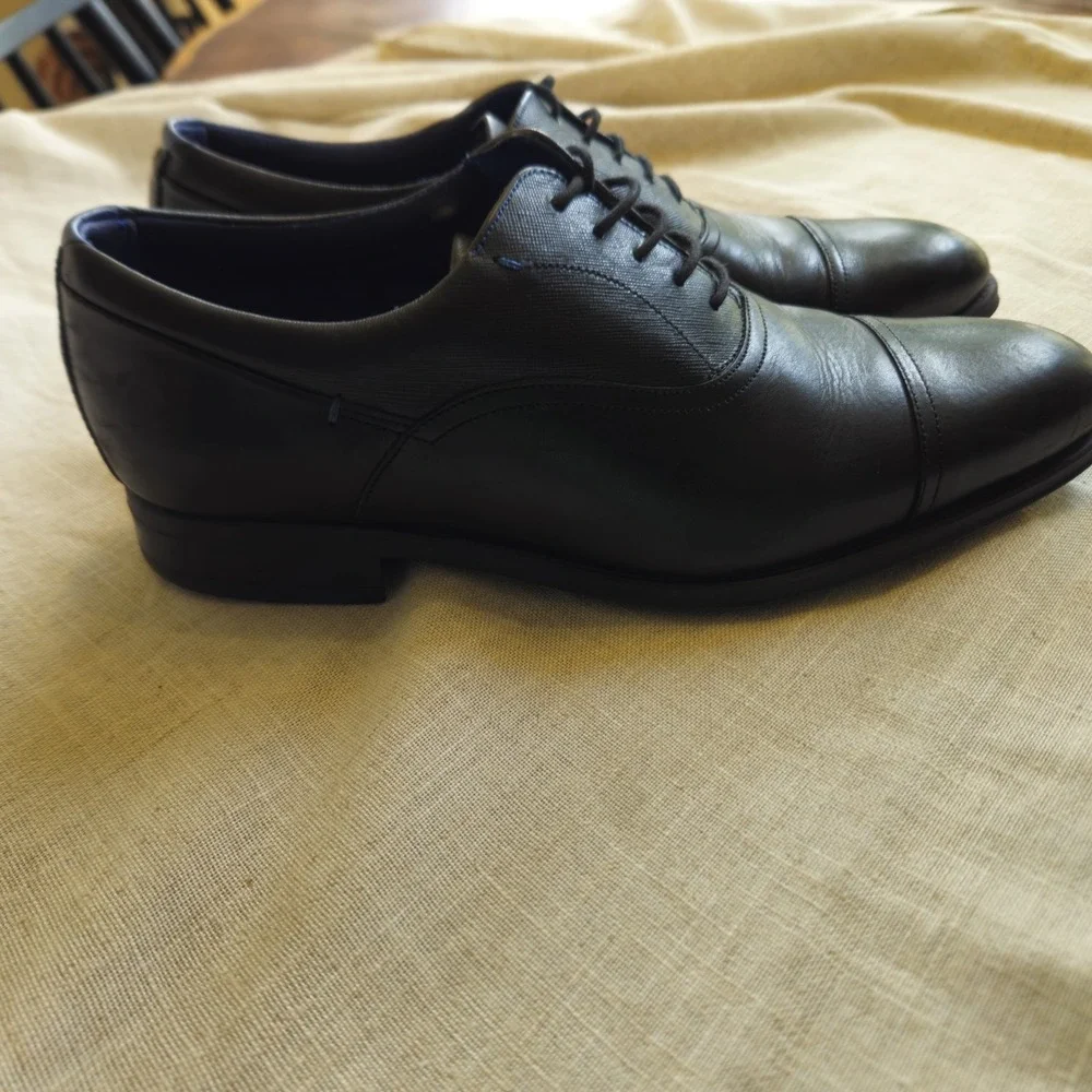 Ted Baker Fhares Oxford Cap Toe Lace Up Black Leather Men's Dress‎ Shoes US 10.5
